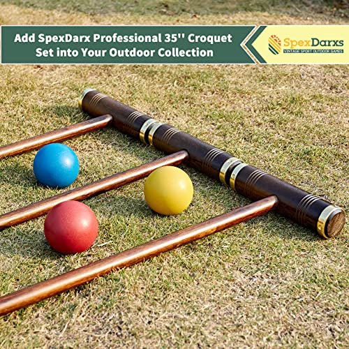 SpexDarxs Six Player Croquet Game, 35’’ Croquet Set with Premium Wooden Mallets|Colored Balls|Wickets|Stakes| Carrying Bag, Classic Outdoor Backyard Lawn Games for Teens Adults Family - Thumbnail 5