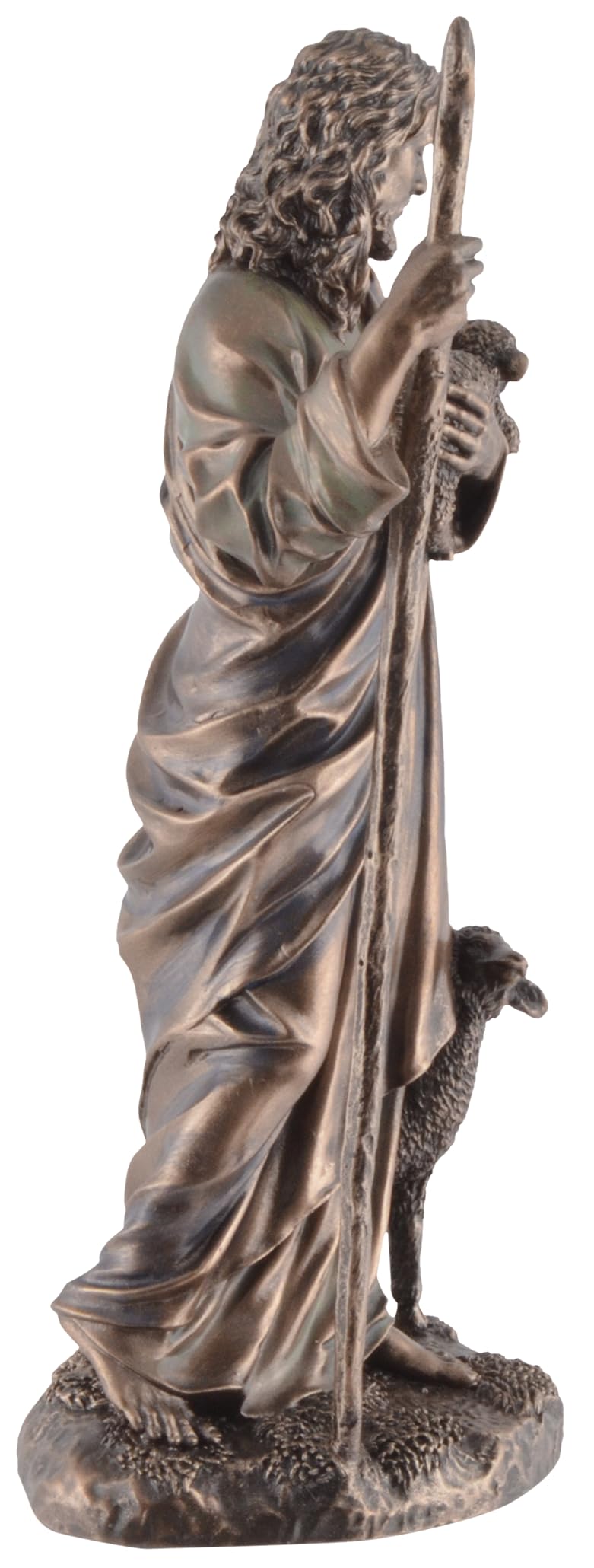Jesus als guter Hirte, aus Kunststein, von Hand bronziert und coloriert, Veronese Kollektion,708-78276