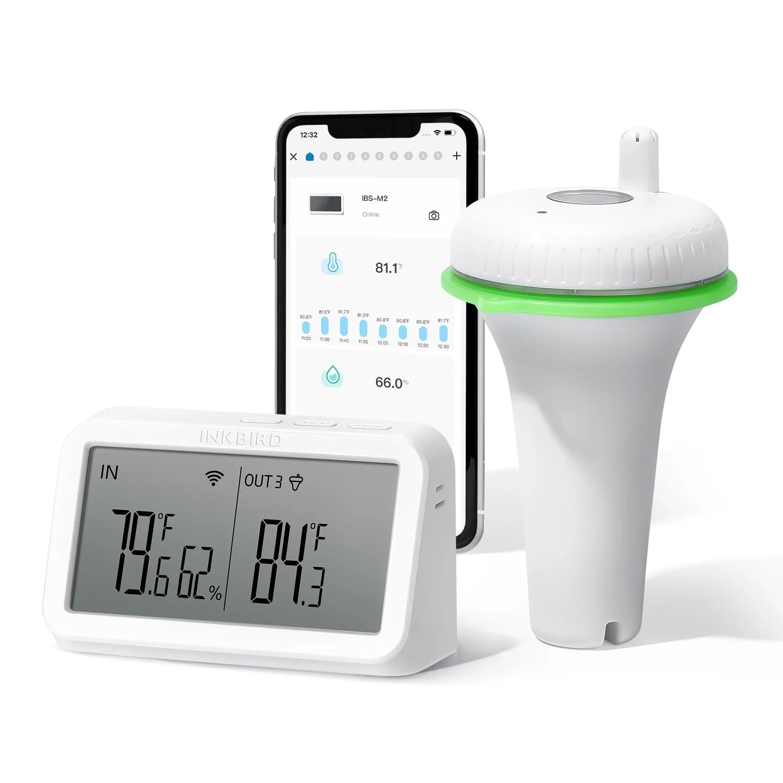 Drahtloses schwimmendes Poolthermometer der 2. Generation mit IBS-M2 Wi-Fi Combo, wasserdicht, digital, for SPA-Teich(IBS-P02R only)