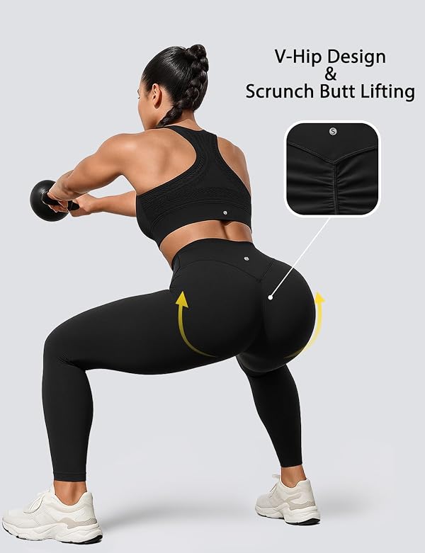 Sogetdo Yoga Leggings for Women Hidden Scrunch Butt Non See Through High Waisted No Front Seam Athletic Gym Workout Pants Black-M by Sogetdo - Used condition - US$18.76
