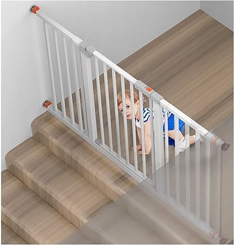 Amazon Co Jp 安全ゲートの階段と廊下の壁に取り付けられた二重ロックの赤ちゃんの簡単なインストール調節可能な余分な安全な階段の子供の安全ドアのパンチのないペットフェンスの圧力締め付け H 78cm 子供やペットに最適 Color High78cm Size 222 229cm