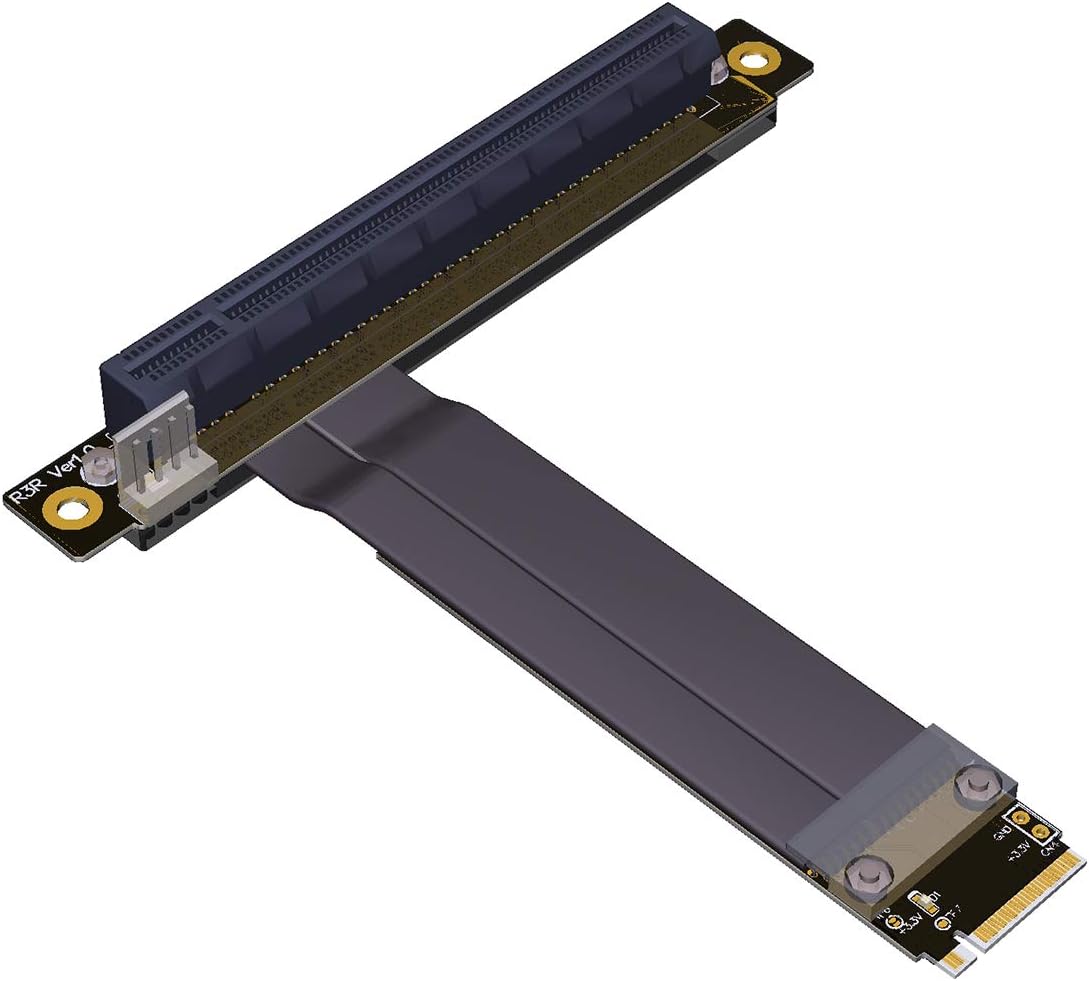 PCI-E 3.0 Riser Card 32G/BPS M.2 NGFF NVMe to PCIe X16 Extension Cable SATA Power Cable Support M.2 PCIE X4 Full Speed Channel for BTC Mining M2 2230 2242 2260 2280 (R43SL 15CM)