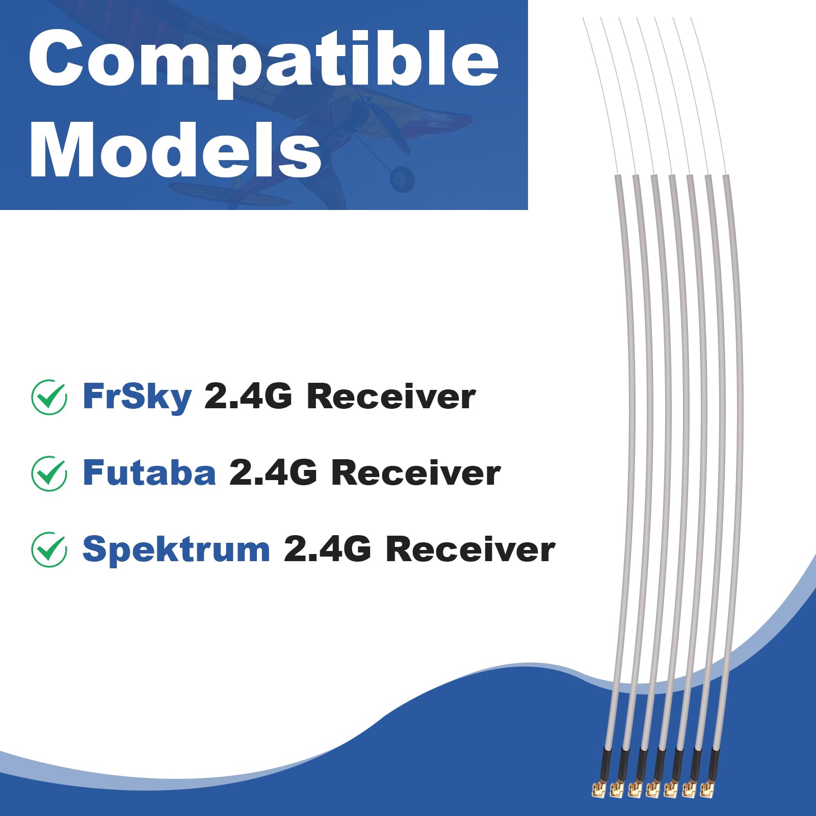 Lot De 20 Antennes 2,4 GHz ABS 15 Cm Avec Connecteur IPEX – Compatibles Avec Récepteurs Futaba Et FrSky
