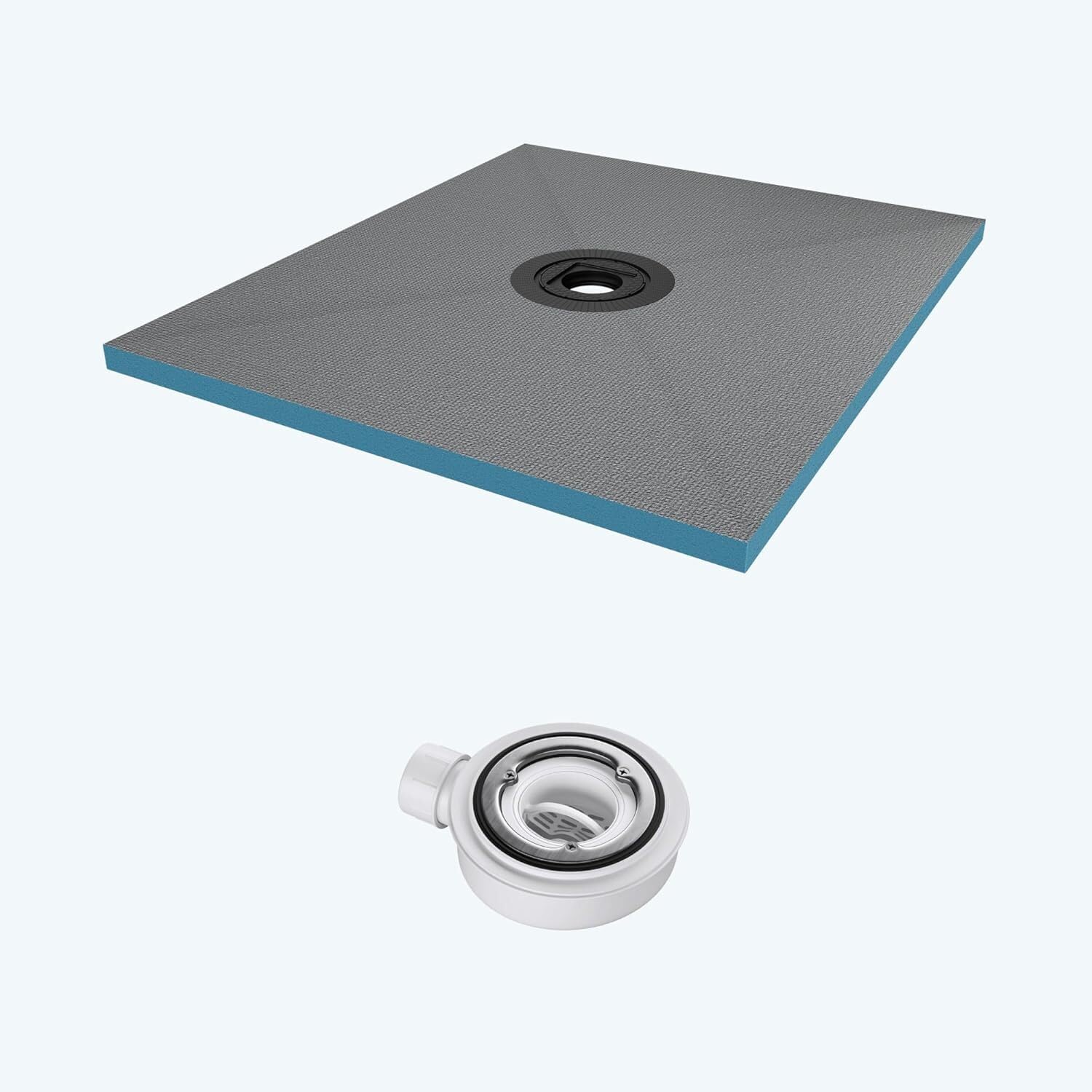 doporro Receveur à Carreler Recoupable sur Mesure pour Douche Bac de Douche avec Pente Intégrée 100x100x4cm avec Bonde AL06 Design XPS