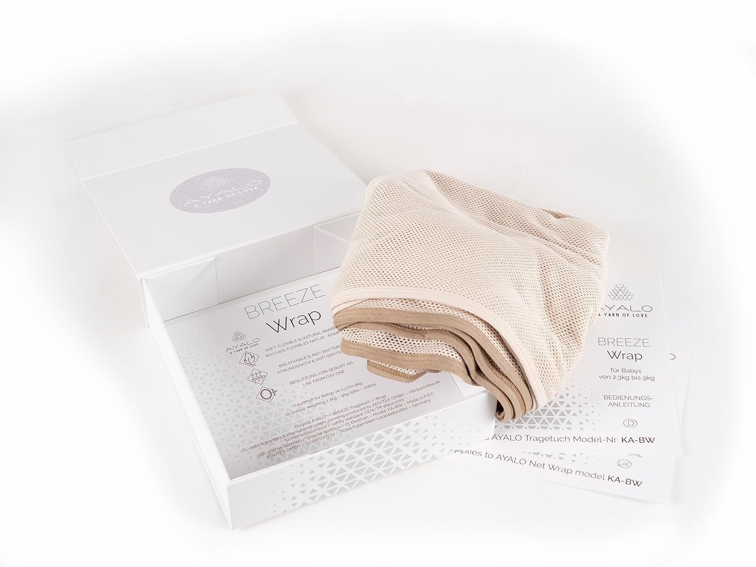 Babytragetuch für Neugeborene ab Geburt | Patentiertes Bambus-Netzdesign | Breeze-Effekt | Atmungsaktive Babytrage, perfekt für den Sommer, beige