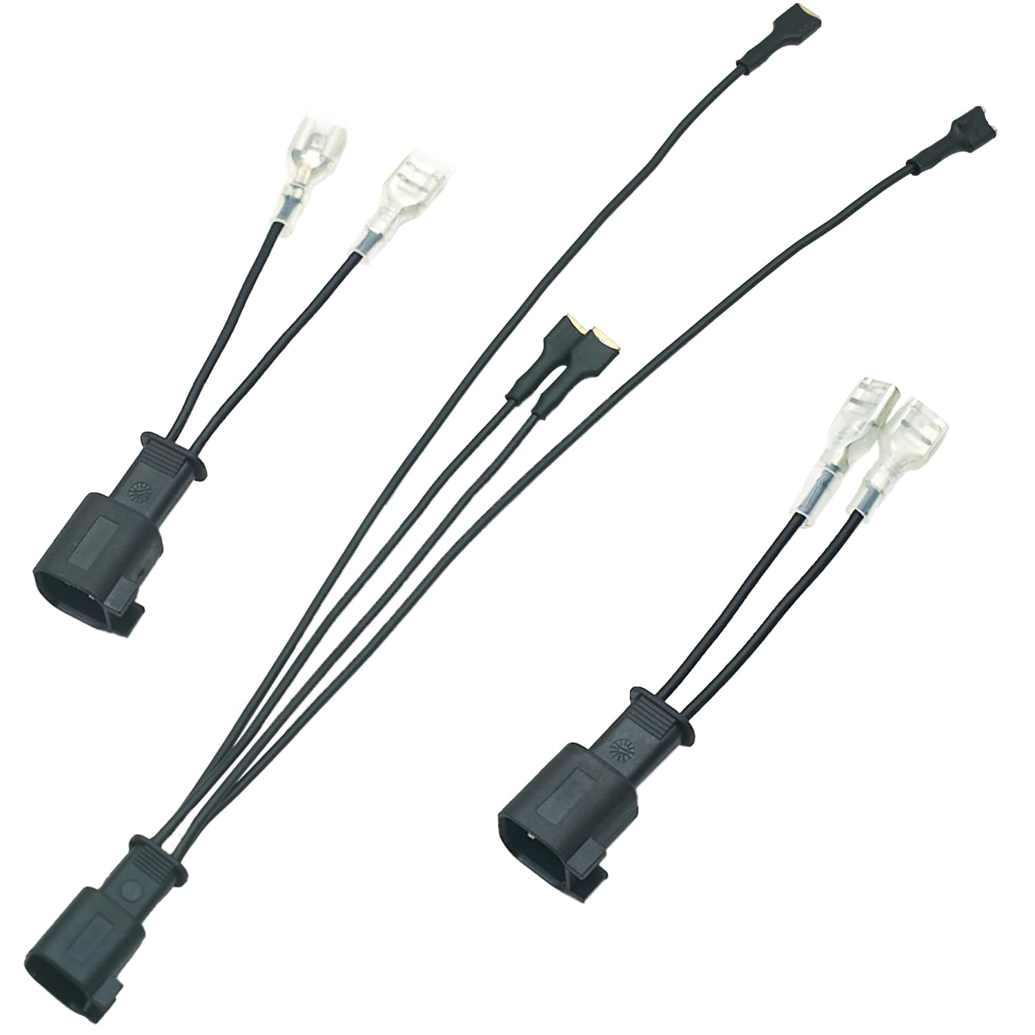 Car Horn Connector Adapter Wiring Harness, Compatible with Ford Chevy Tesla Ram GMC, 2+1 Pack Pigtail Converter for Universal to OEM Horn Replacement (Ford)