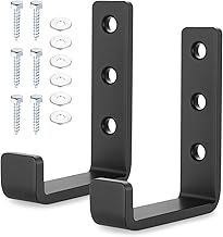 2 Pcs Garage Wall Hooks, Wall Hook for Garden Tools, J Wall Bike Hook, Wall Mounted Bike Rack for Home, Shed, Garage, Stairs, with Screws (Black)