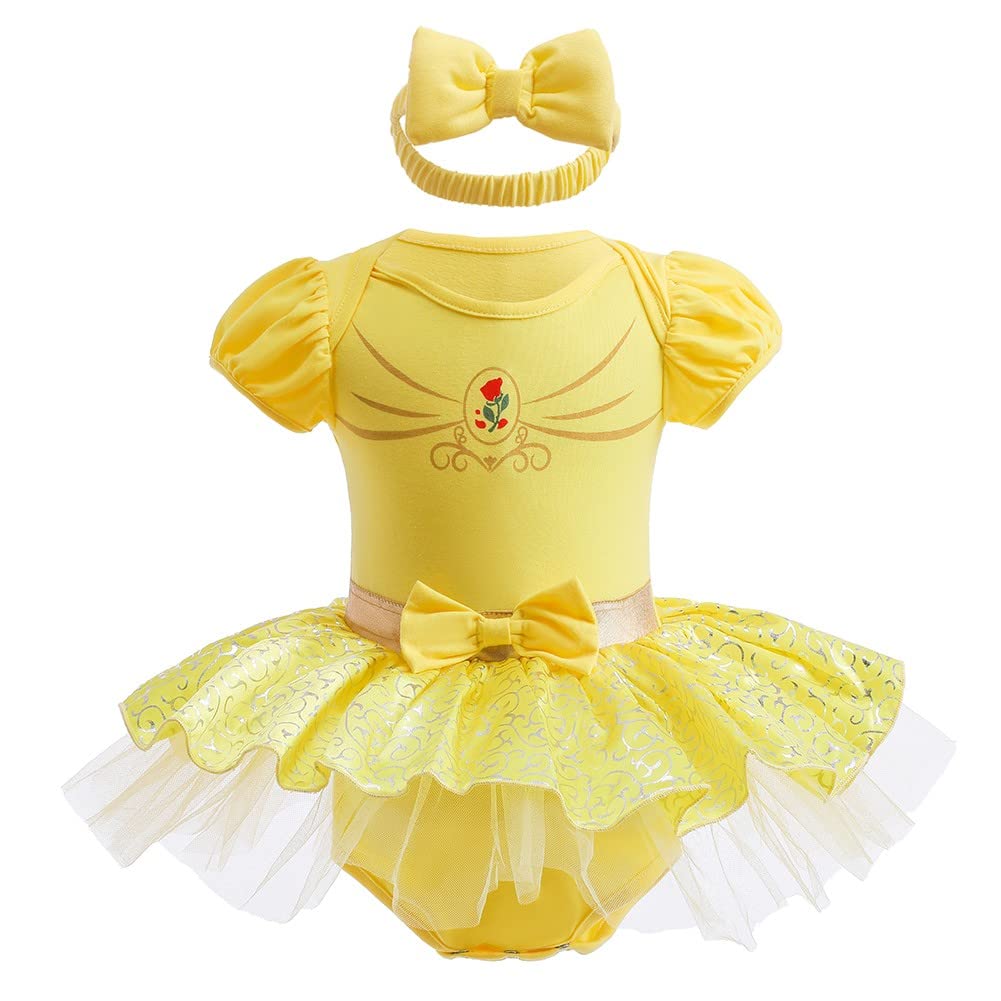 IZKIZFBaby Girls Snow White Belle Sofia Birthday Princess Christmas Halloween Costume Bodysuit Romper Tutu Dress w/Headband