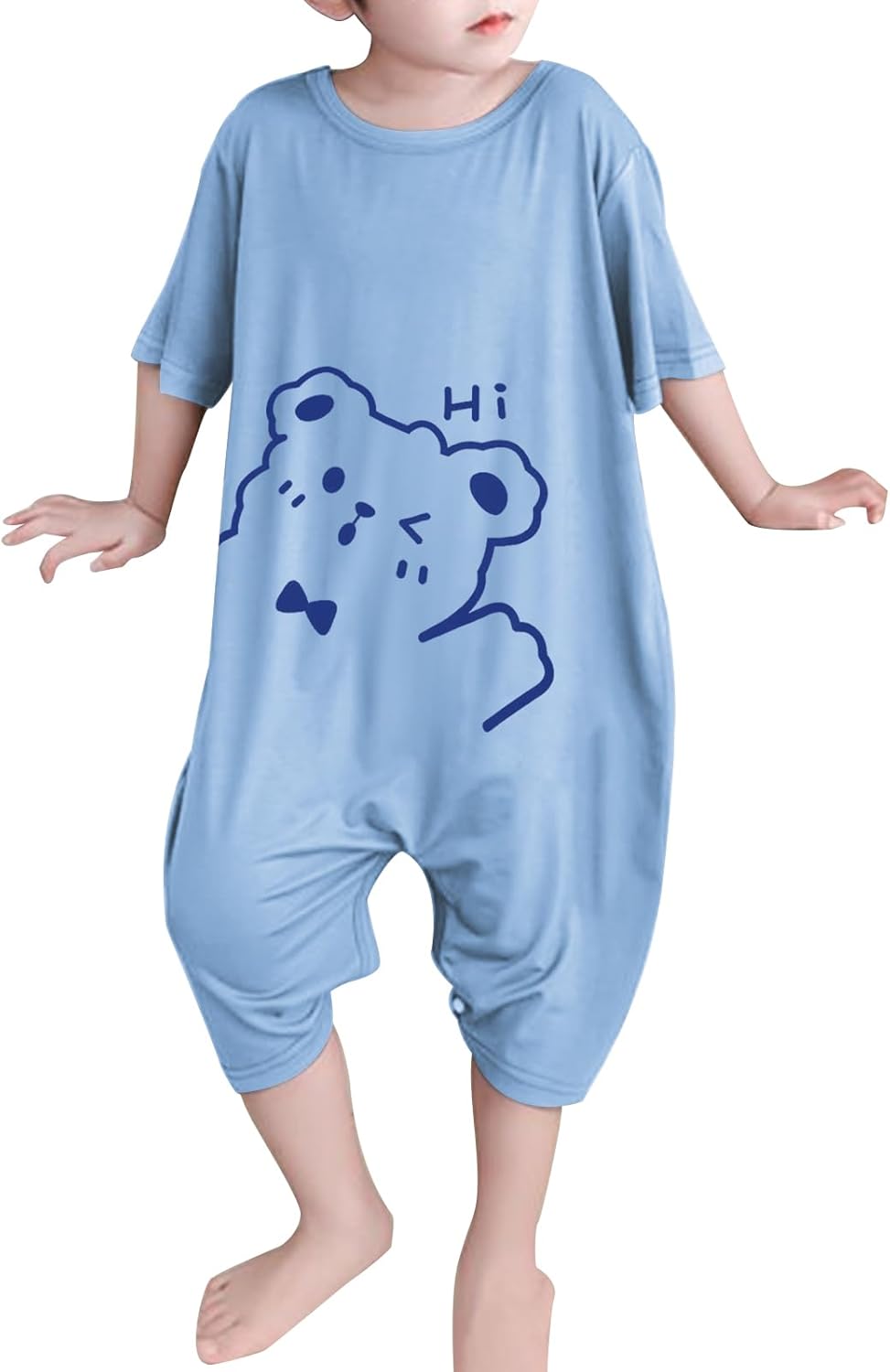 Umeyda Little Baby Boys Footless Pajamas Modal Short Sleeve Romper Jumpsuit Sleep and Play