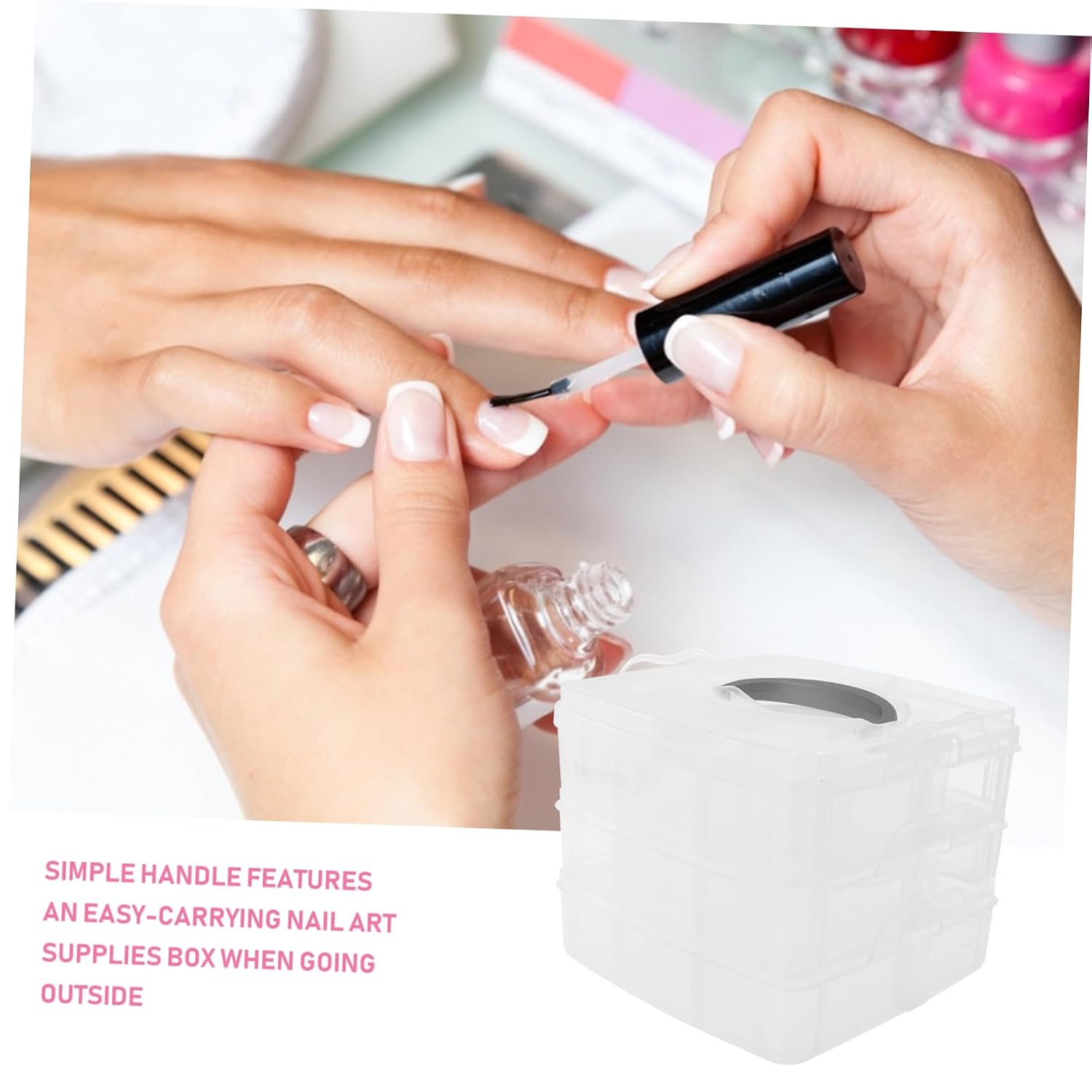 2Pcs Plastic PP Manicure Toolbox for Nail Art Supplies Storage