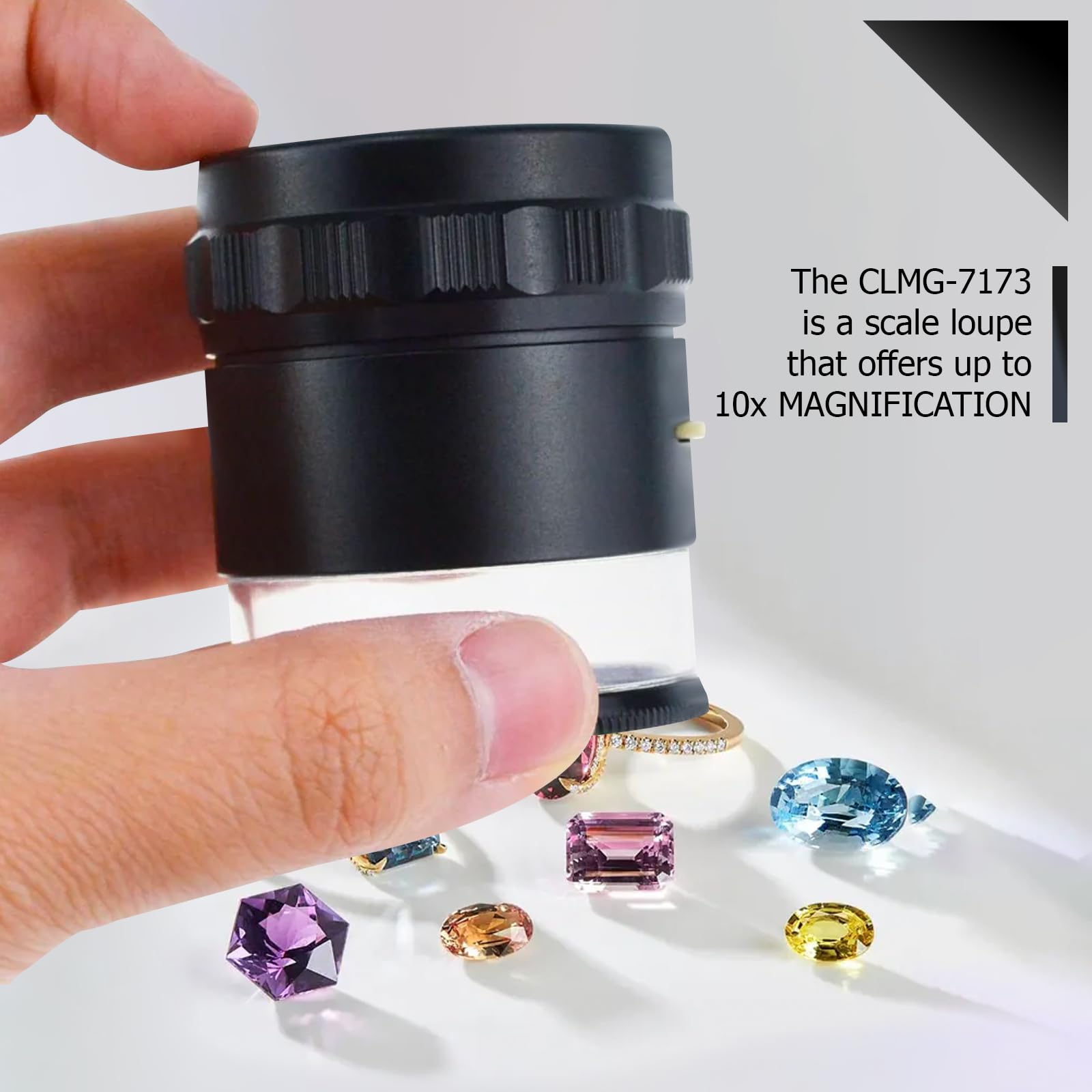 Lupa de Lupa de joyero Iluminada de 10 Aumentos con Escala de Retícula intercambiable, Luz LED, Campo de Visión de 25 mm para joyería, Gemas, Monedas, Herramienta de hobby(1 tabla de escala de vidrio)
