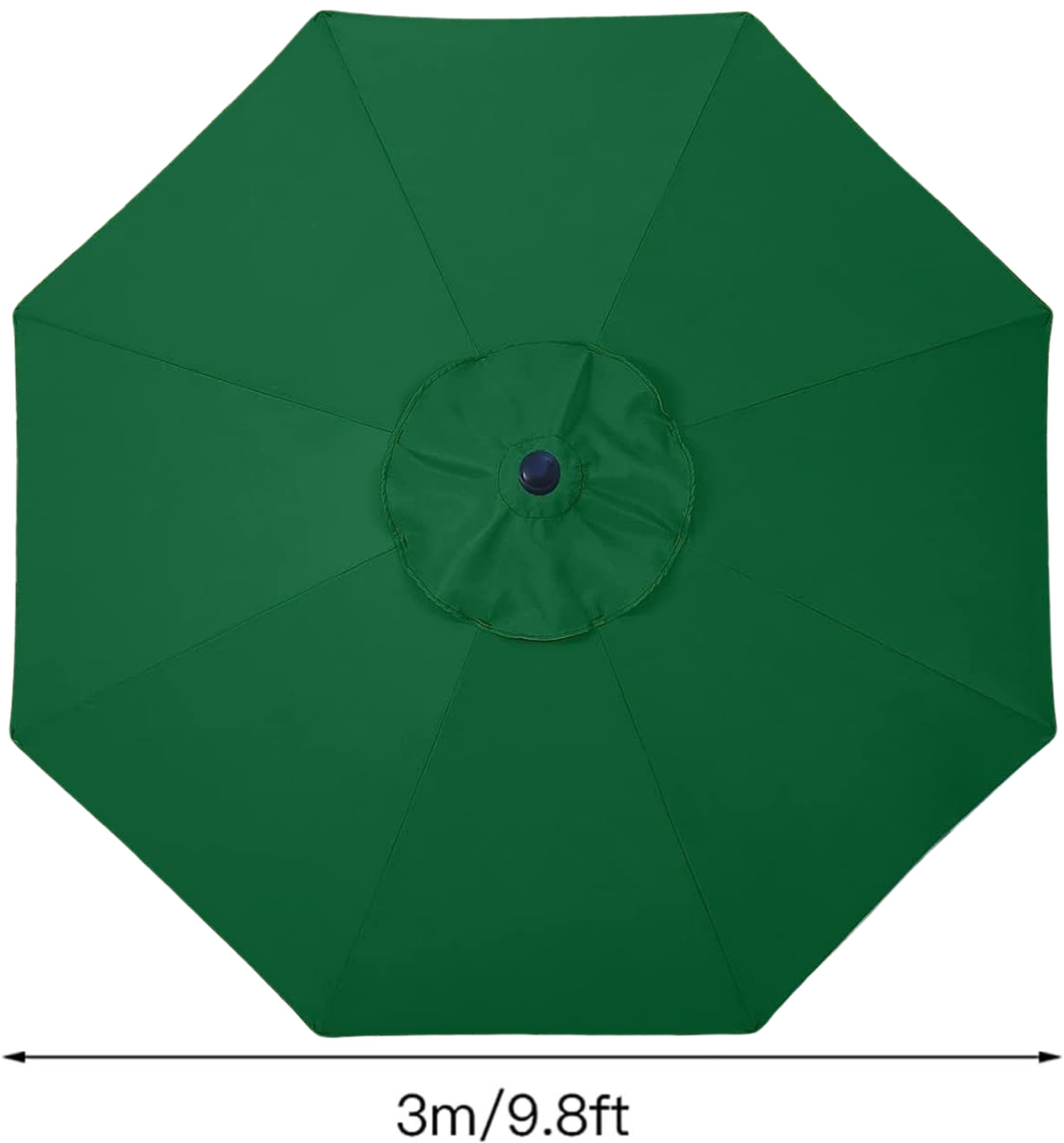 Tissu pour Parasol 8 Baleines 3 Mètres en Vert - Remplacement Résistant et Épais pour Parasols de Terrasse