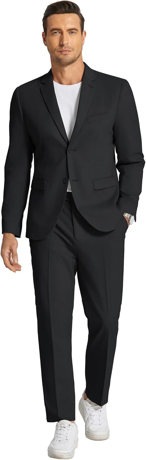 COOFANDY Men's 2 Piece Linen Suits Set Regular Fit Casual Linen Lightweight Suit Summer Beach Wedding - Image 2