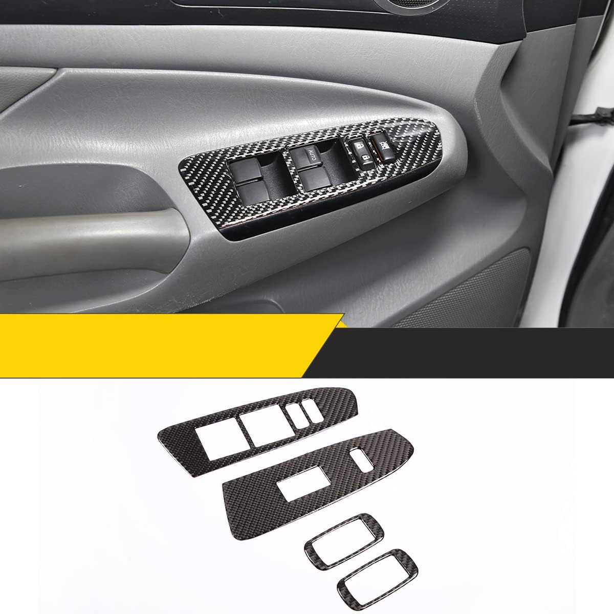 for Toyota Tacoma 2011-2015 Real Carbon Fiber Car Glass Lift Switch Sticker Decorative Panel Cover Protection Car Interior Accessories
