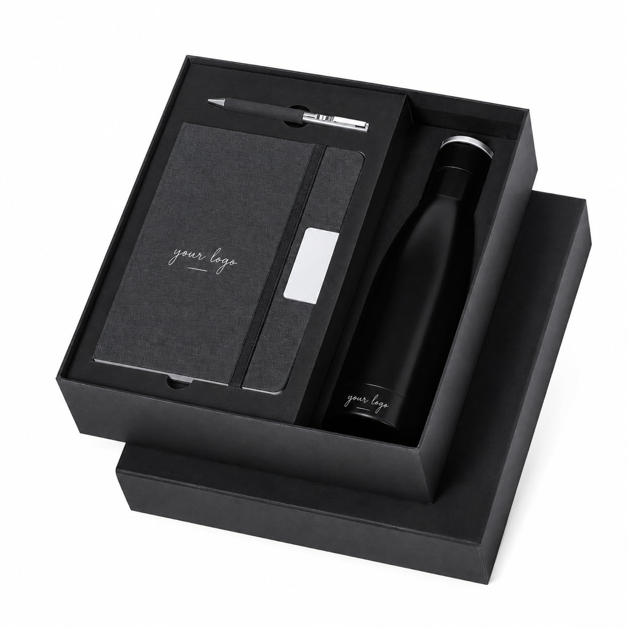 Personalised Executive Gift Set with Recycled Stainless Steel Bottle, RPET Notebook & Pen – Premium Eco-Friendly Office Set with Gift Box