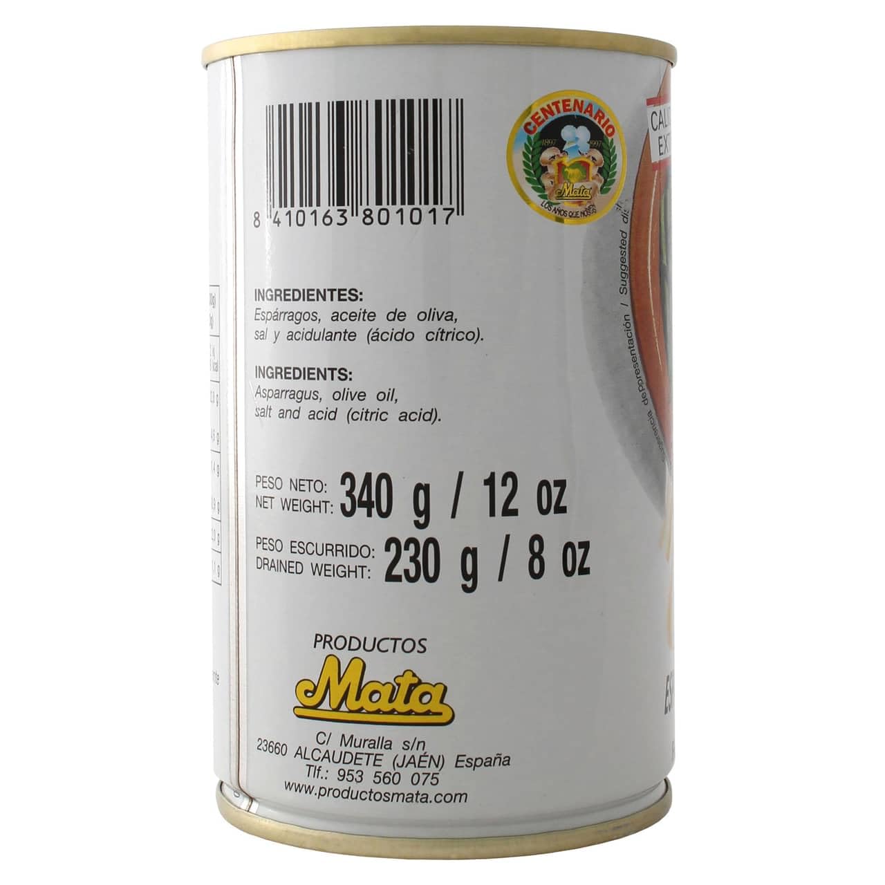 Espárragos verdes trigueros Gourmet Mata I Sabor auténtico y natural I Sin conservantes I Con aceite de oliva y la mejor selección de espárragos I Lata de 340 g
