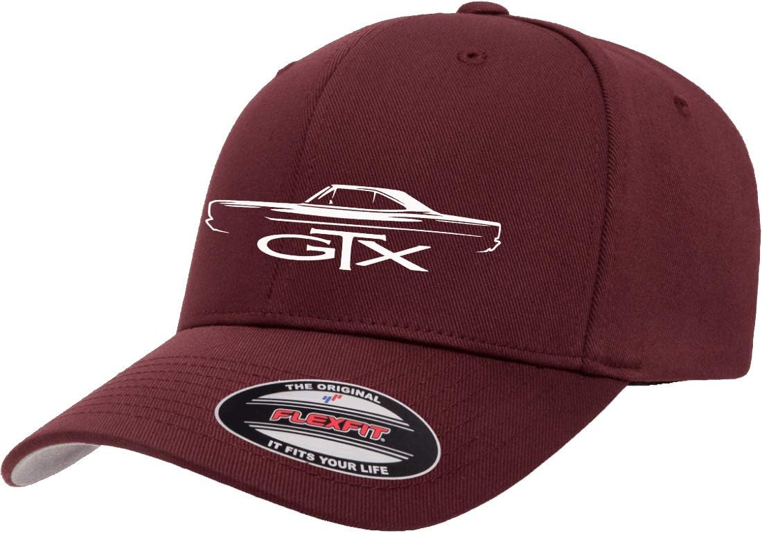 Maddmax Car Art 1968 1969 Plymouth GTX Hardtop Outline Design Flex 6277 Athletic Baseball Fitted Hat Cap