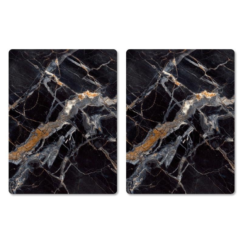 Pagnanno Hob Covers Chopping Board Pack of 2 - Versatile Kitchen Board Glass Worktop Savers - Heat Resistant Sink Boards, Worktop Protectors - Marble Effect Grey (Design 9, 52x30CM)