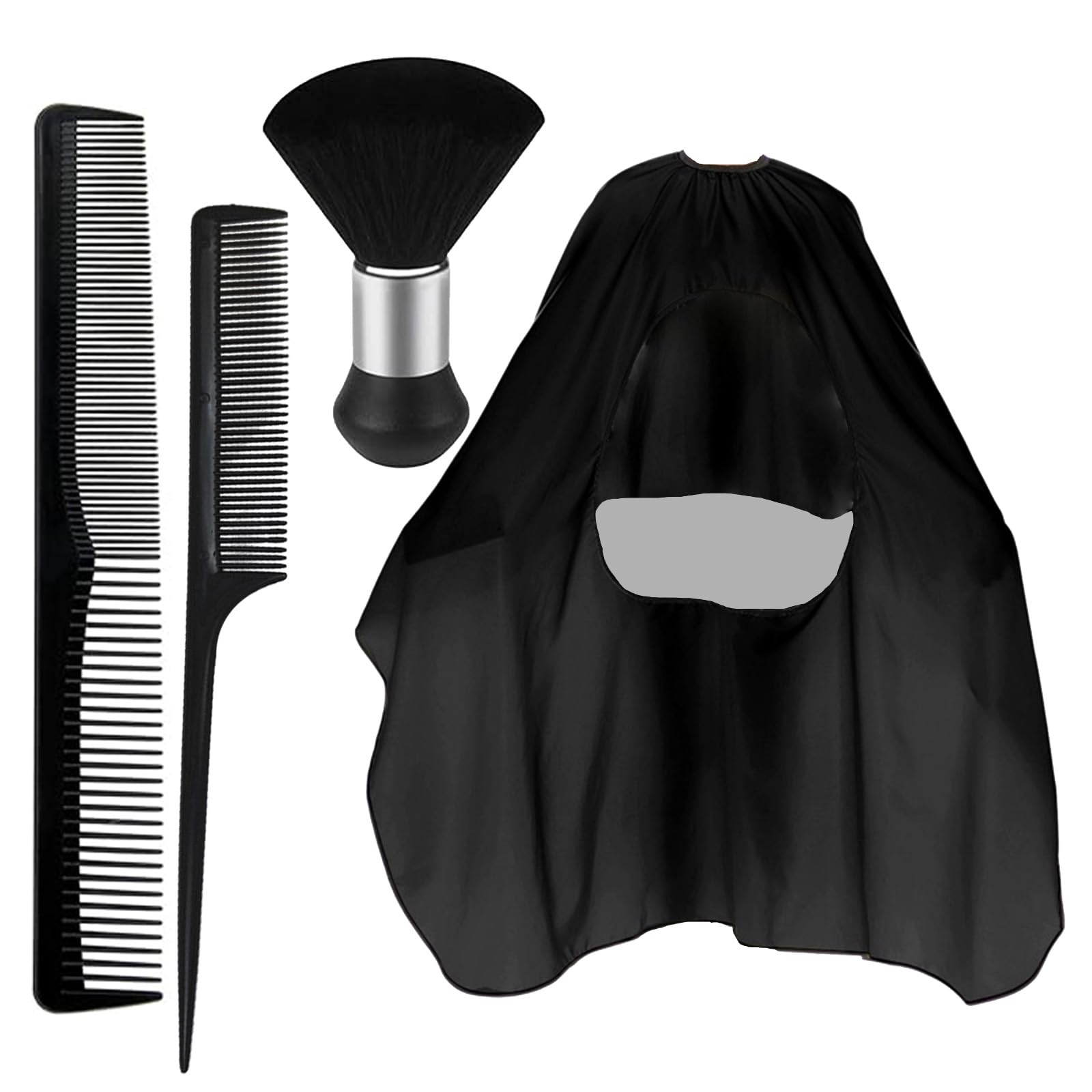 Mantello da Parrucchiere Professionale, Kit Accessori Barberia con Spazzola per Collo, Pettine e Forbici - Ideale per Adulti e Bambini, Adatto per Salone e Uso Domestico