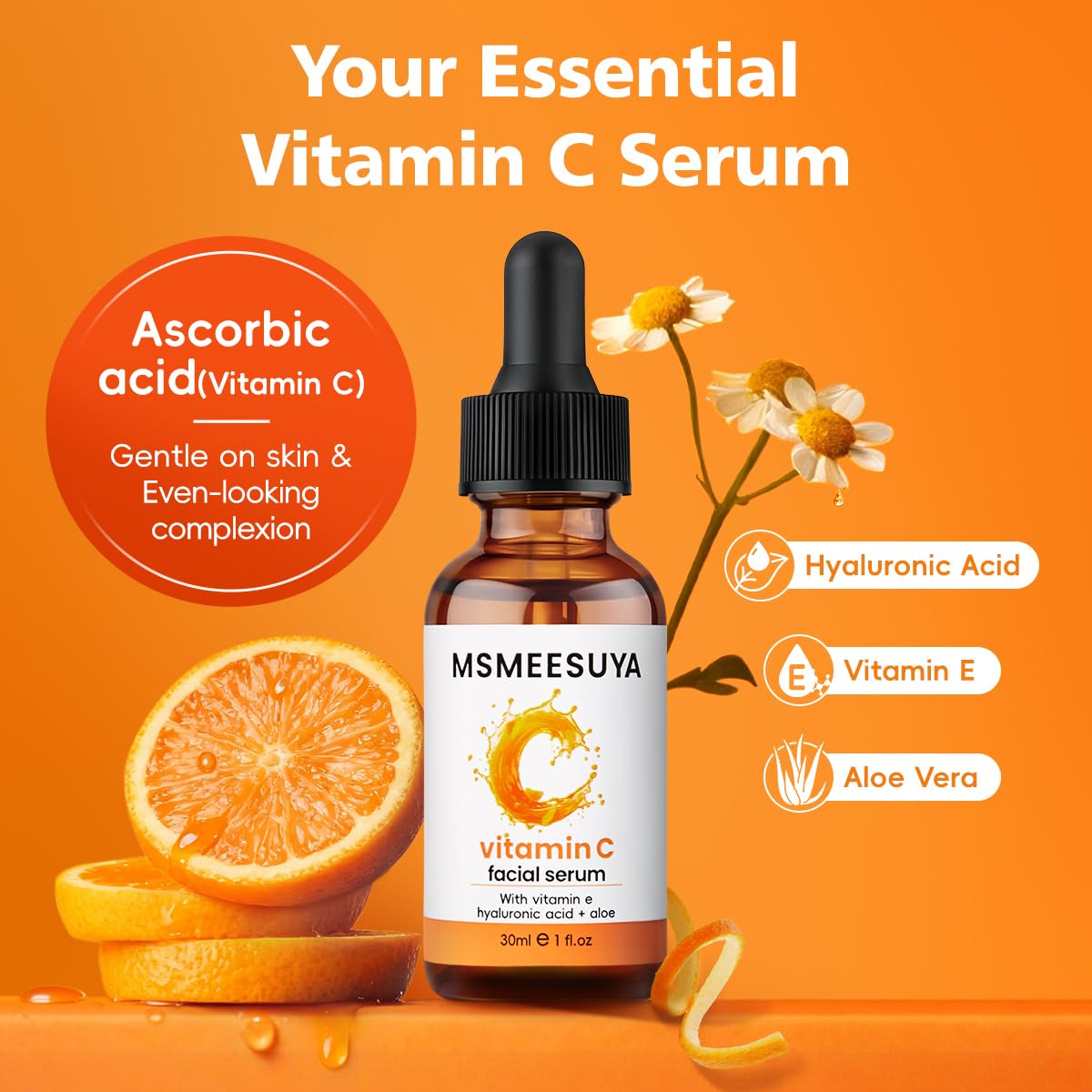 Vitamin C Serum for Face 2-Pack, Brightening Facial Serum with Hyaluronic Acid & Vitamin E, Helps Improve Dark Spots, Uneven Tone, Fine Lines & Wrinkles, 1 Fl Oz Each - Image 4