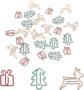 Amazon クリップ かわいい おしゃれ 3種類 24個セット ゼムクリップ ペーパークリップ おしゃれ クリスマスツリー 鹿 プレゼント箱型デザイン オフィス 文房具 装飾 書類整理 学用品 文具用品 クリップ リング 文房具 オフィス用品