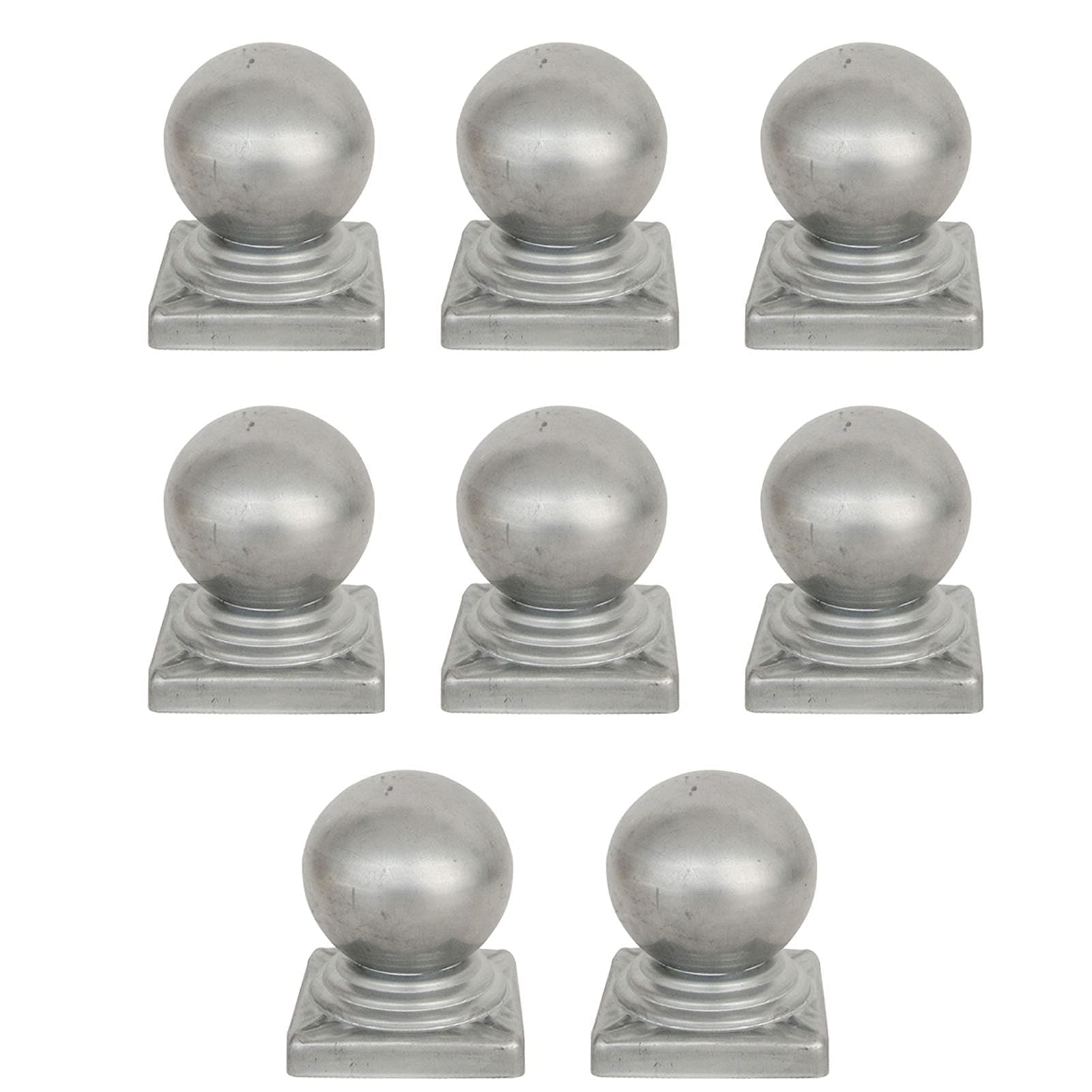 Xyfsb 8 X Sphere Fence Finials, Fence Post Caps Galvanised Garden Decking Fence Ball Post Cap Finial,150X150mm