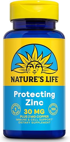 Nature's Life Picolinato de zinc 30 mg más 2 mg de cobre - Suplemento de zinc quelado para apoyo inmunológico, cardiovascular, de piel, función