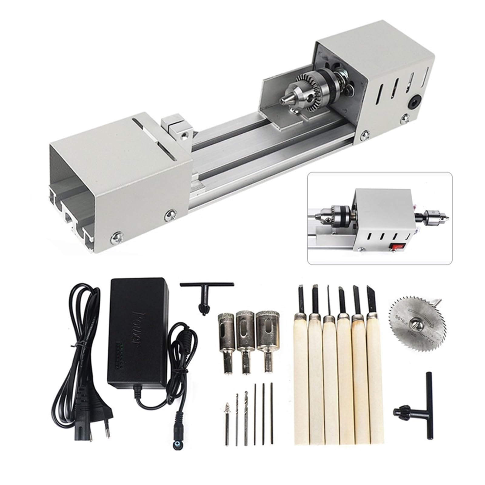 Tokarka do drewna 12-24V 100W Mini tokarka koraliki maszyna stolarka DIY tokarka zestaw standardowy szlifowanie polerowanie koraliki wiertło do stołu do obróbki drewna drewno (Color : 1.5x 2.0x 8x.,
