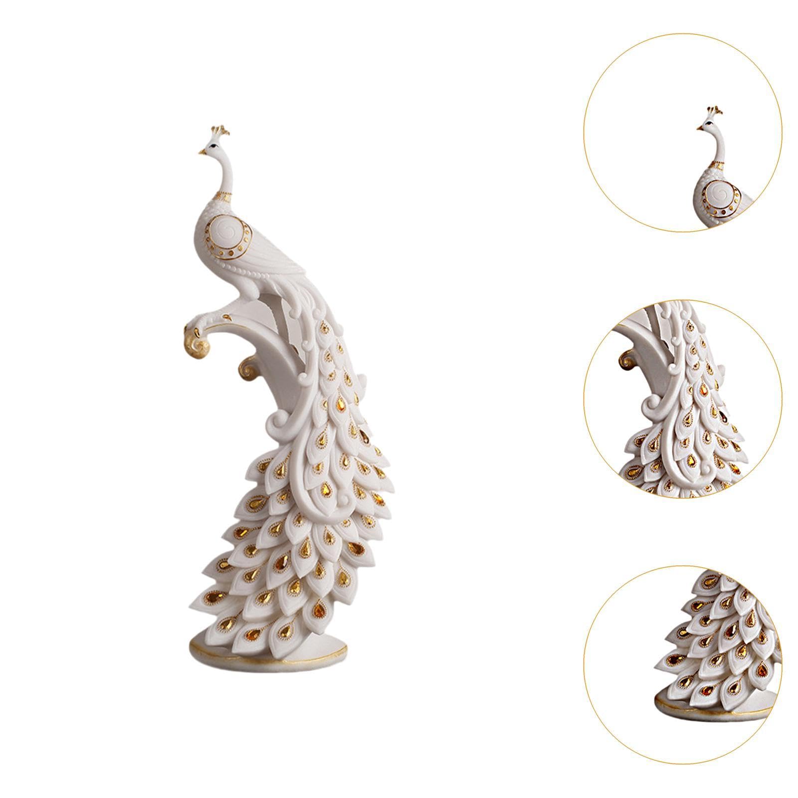 Figurine de Paon En Résine pour Décoration de Bureau et Intérieur, 16cmx12.5cmx40cm