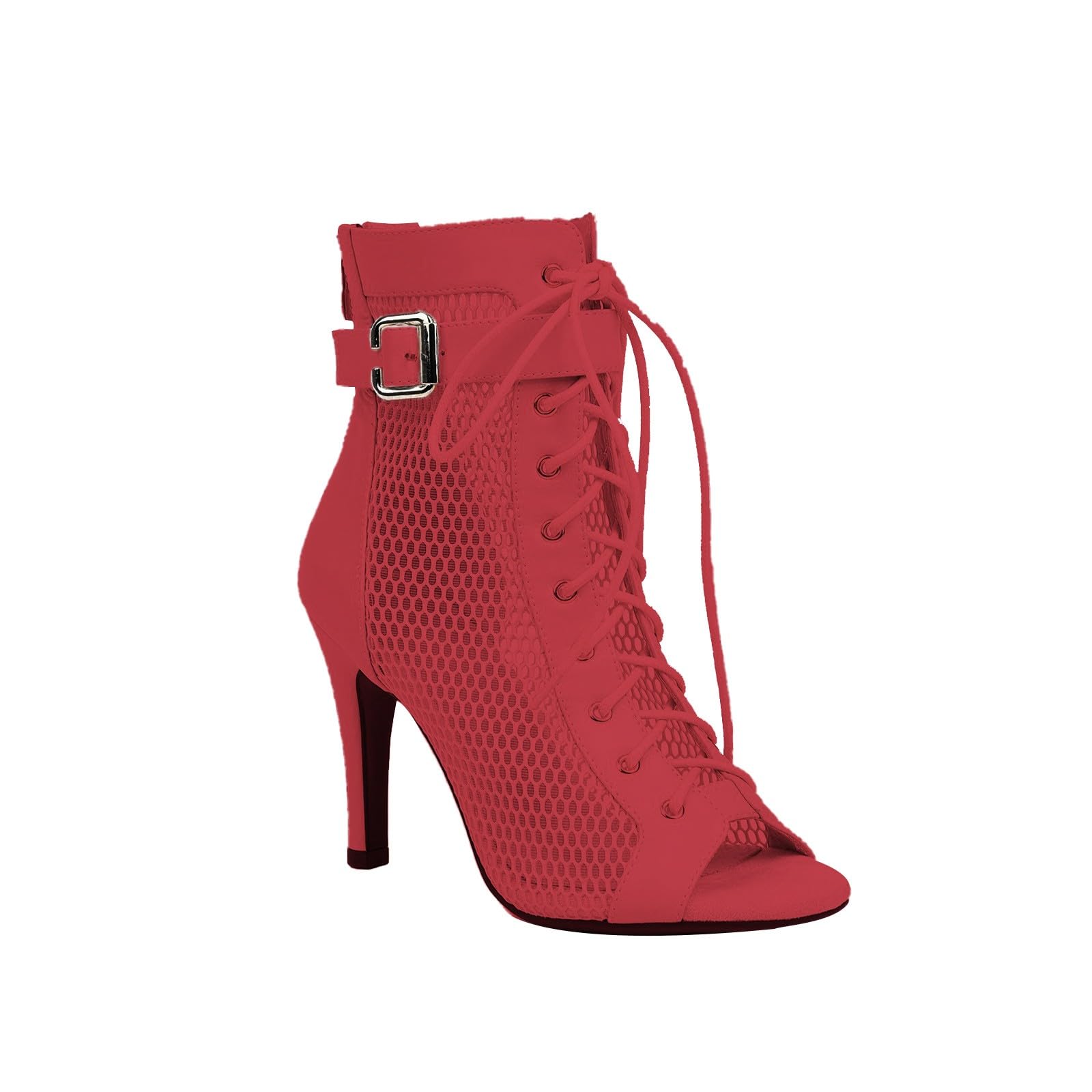 Scarpe Heels Dance Tacco Alto Donna Stivali da Ballo Latino Americano Stivaletti Tacchi a Spillo Punta Aperta Boots in Rete Comode Eleganti Danza Latina Bachata Pratica Scarpette Party da Sala