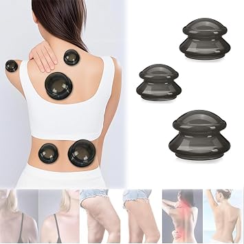 Cupping Therapy Set, 3 Cups Anti Cellulite Massage Cup,Acupoint Cupping Therapy Sets Portable,Silicone Cupping Cup,for Muscle and Joint Pain Relief Physical Therapy (Black)