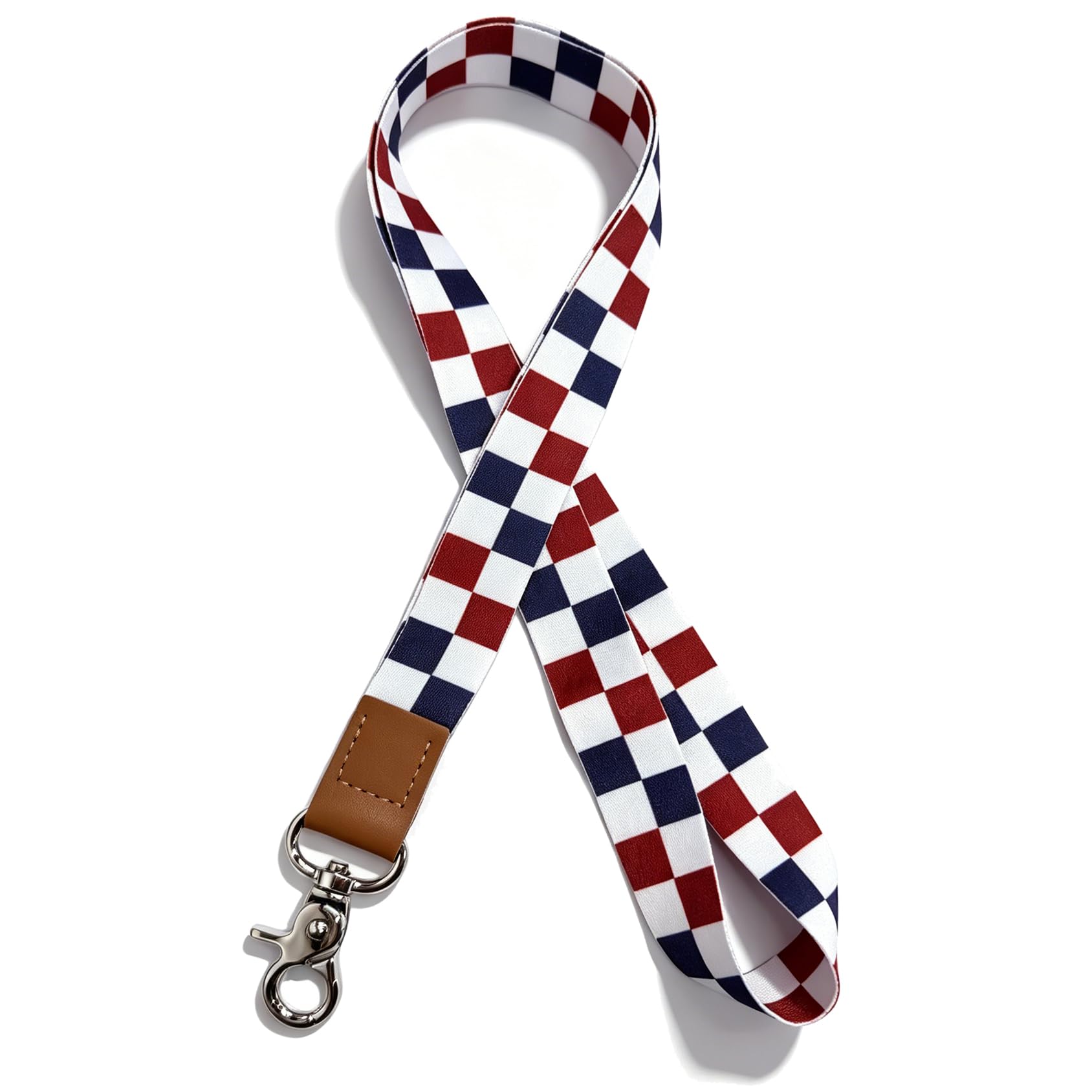 Lanyard for Keys and ID Badges, Neck Lanyard with Metal Clasp, Polyester Lanyard with Leather Accent
