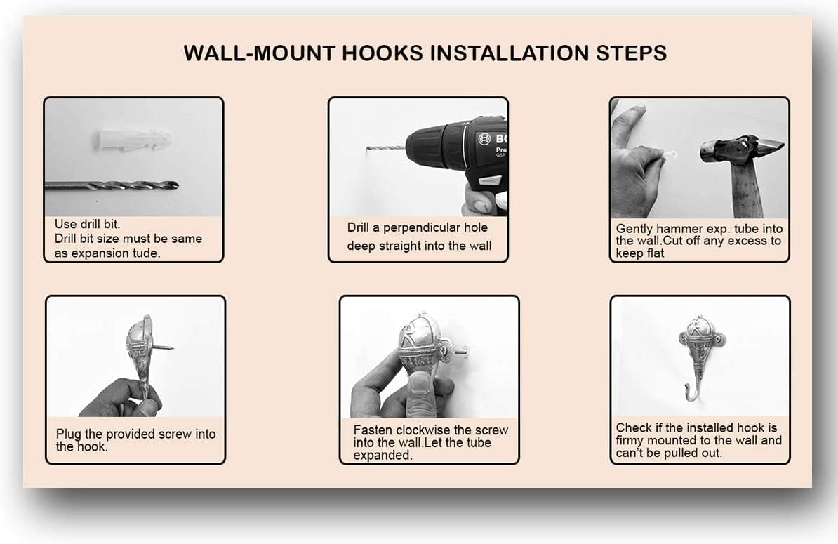 Indian Shelf 3 Piece Artisan Brass Heavy Duty Decorative Vintage Key Holder, Key Wall Hooks for Hanging Coats, Jackets, Leash, Hat, Towel, Backpack, Purse, Handbag for Living Space Decors [Gold]