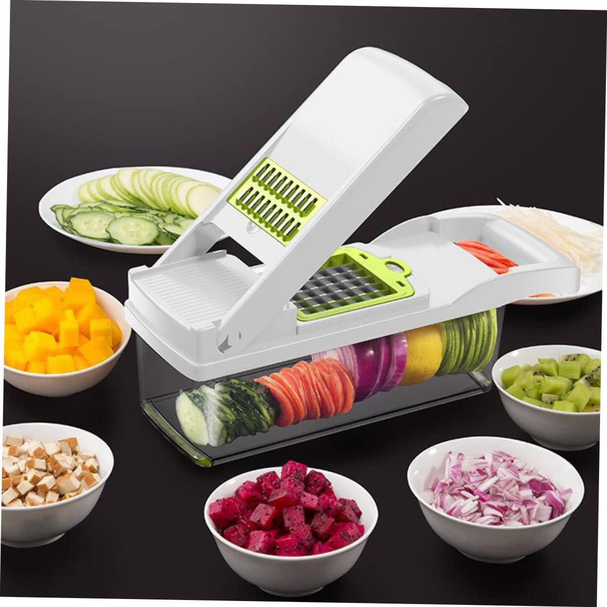 Unomor One Kitchen Tool Slicer Chopper Grater Shredder for Fruits Veggies Safe Handle Storage Case