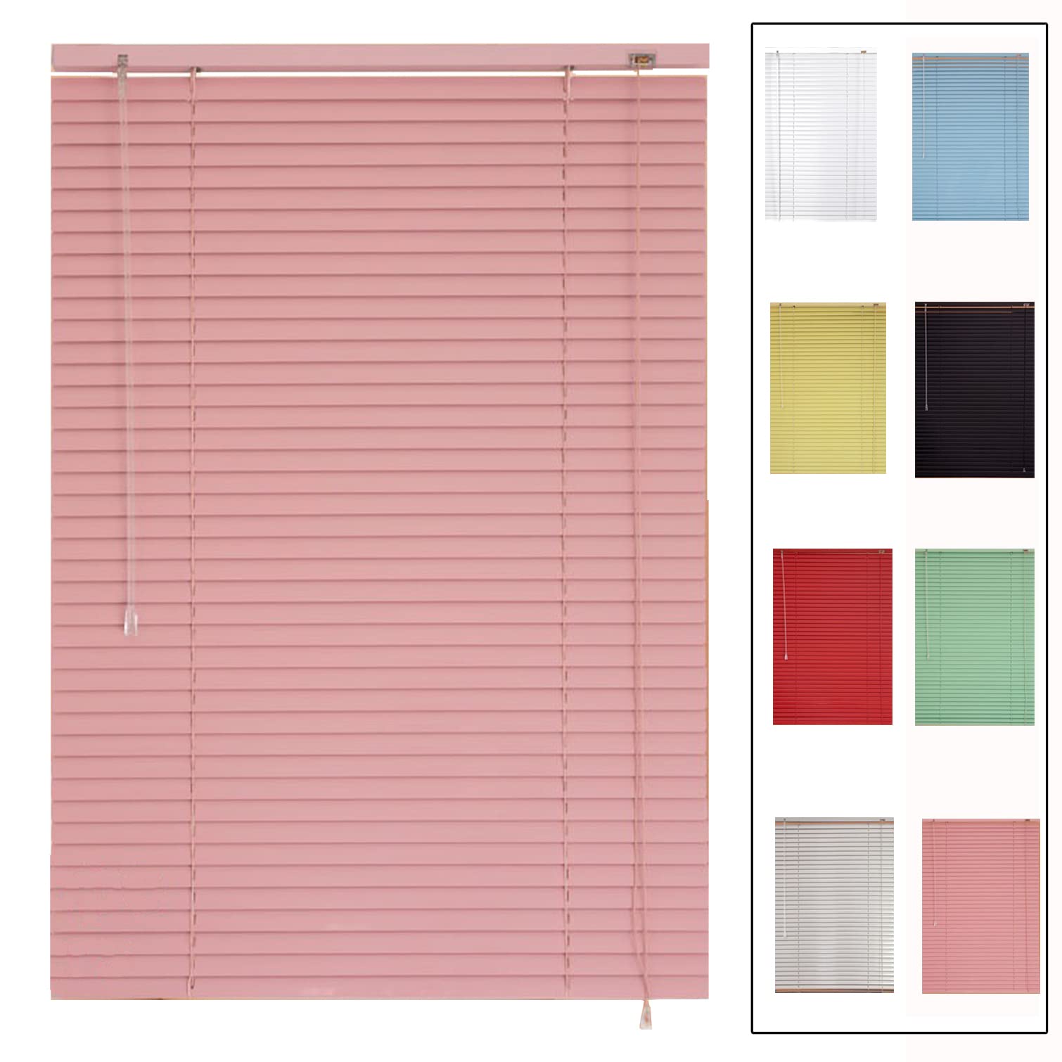 Persianas venecianas de aluminio rosa con lamas de 25 mm que regulan la luz en tu cocina