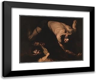 ArtDirect De Ribera, Jusepe 24x20 Black Modern Framed Art Print with Double Matting Titled: Ixion
