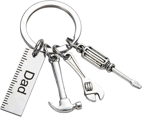 Llavero con martillo de regla, destornillador para regalos del padre, llavero para el día de papá, cambiador para monedero