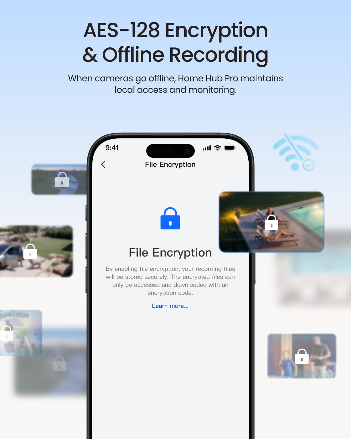 Reolink WiFi 6 Home Hub Pro – obsługa lokalnej pamięci masowej do 16 TB (dysk HDD 3,5 cala), szyfrowanie AES-128, nagrywanie całodobowe, obsługa wielu urządzeń, kompatybilność z Asystentem Google