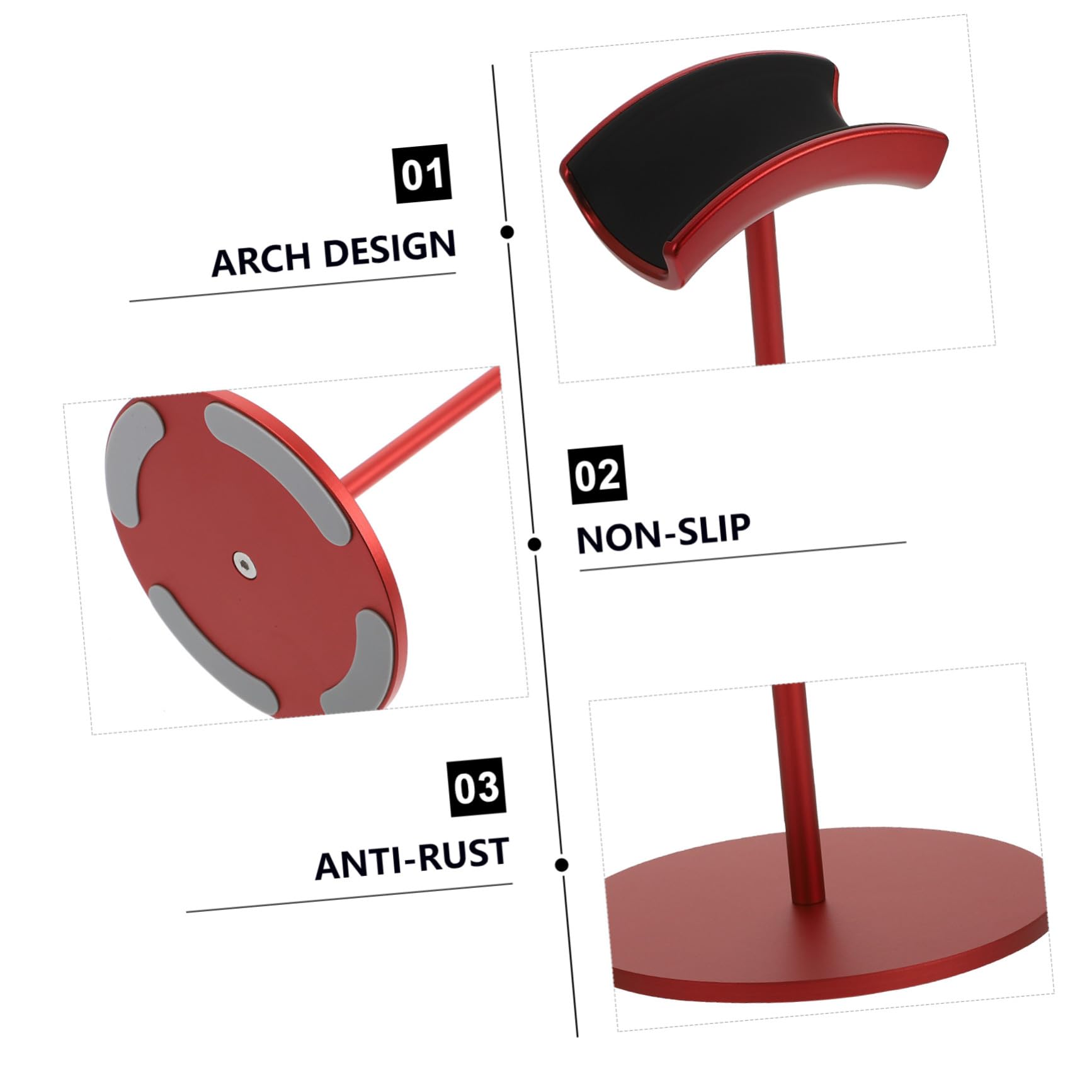 Lurrose Supporto Cuffie da Scrivania in Lega di Alluminio e Gomma, Design Liscio e Curvo, Portatile, per Auricolari da Gaming e Giochi al Computer