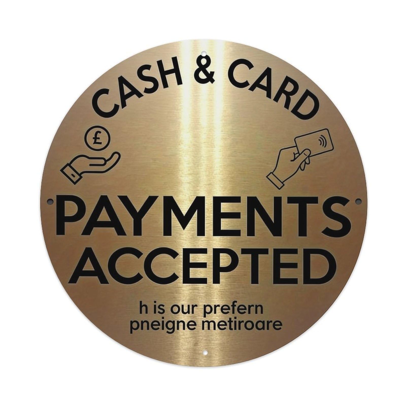 Cash And Card Payments Accepted Retro Metal Sign Round Tin Sign, Vintage Decor Art Poster for Bar, Home, Man Cave, Kitchen, Laundry Room Gift 8x8Inch