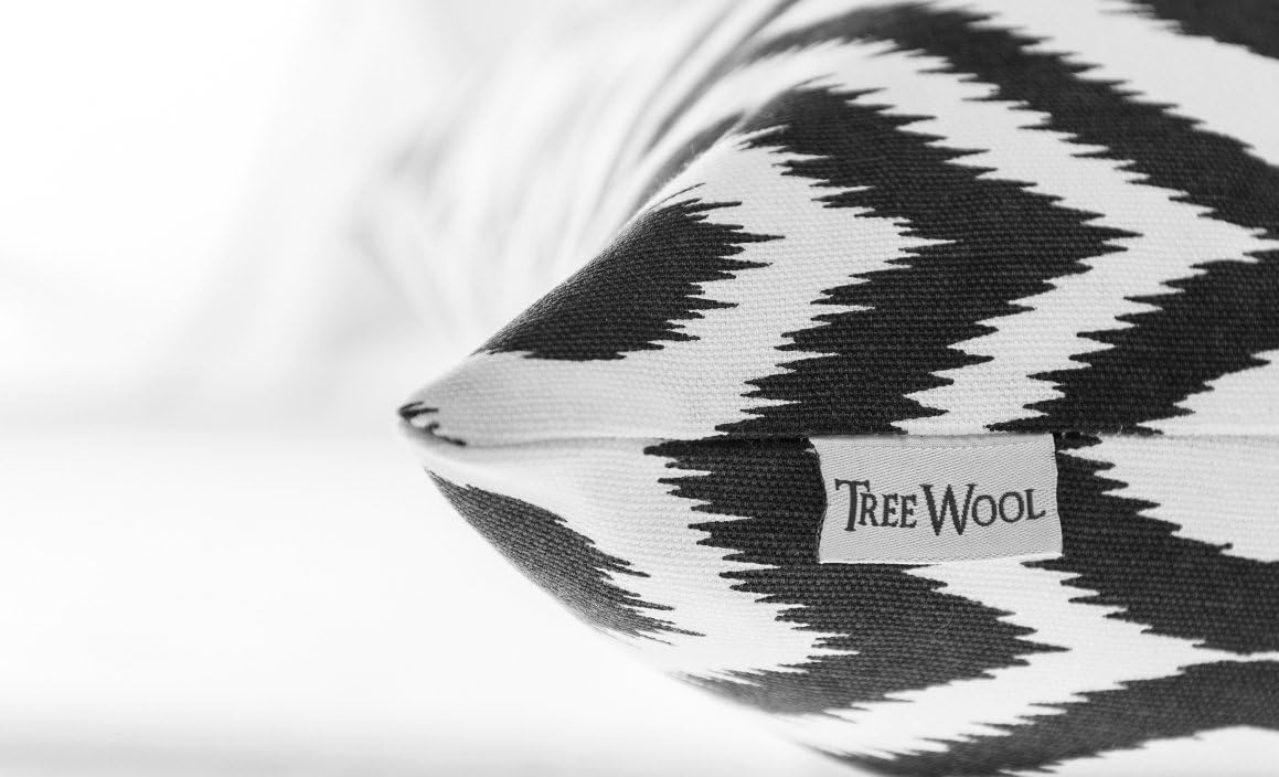 TreeWool Spring Summer 22x22 Set of 2 Ogee Ikat Accent Decorative Throw Pillow Covers 100% Cotton Home Decor Pillowcases for Sofa Couch Living Room (Black)