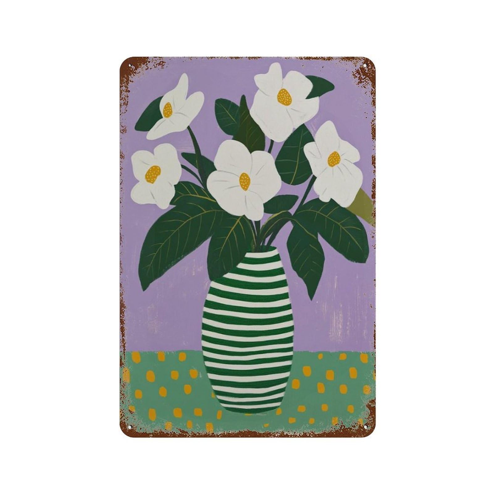 xiaoxiaoshen Floral Vase Modern Botanical Colorful Flower Wall Decor Art Metal Tin Poster Modern Home Decor Art Home Bar Shop Decorations Vintage Sign 30x20cm