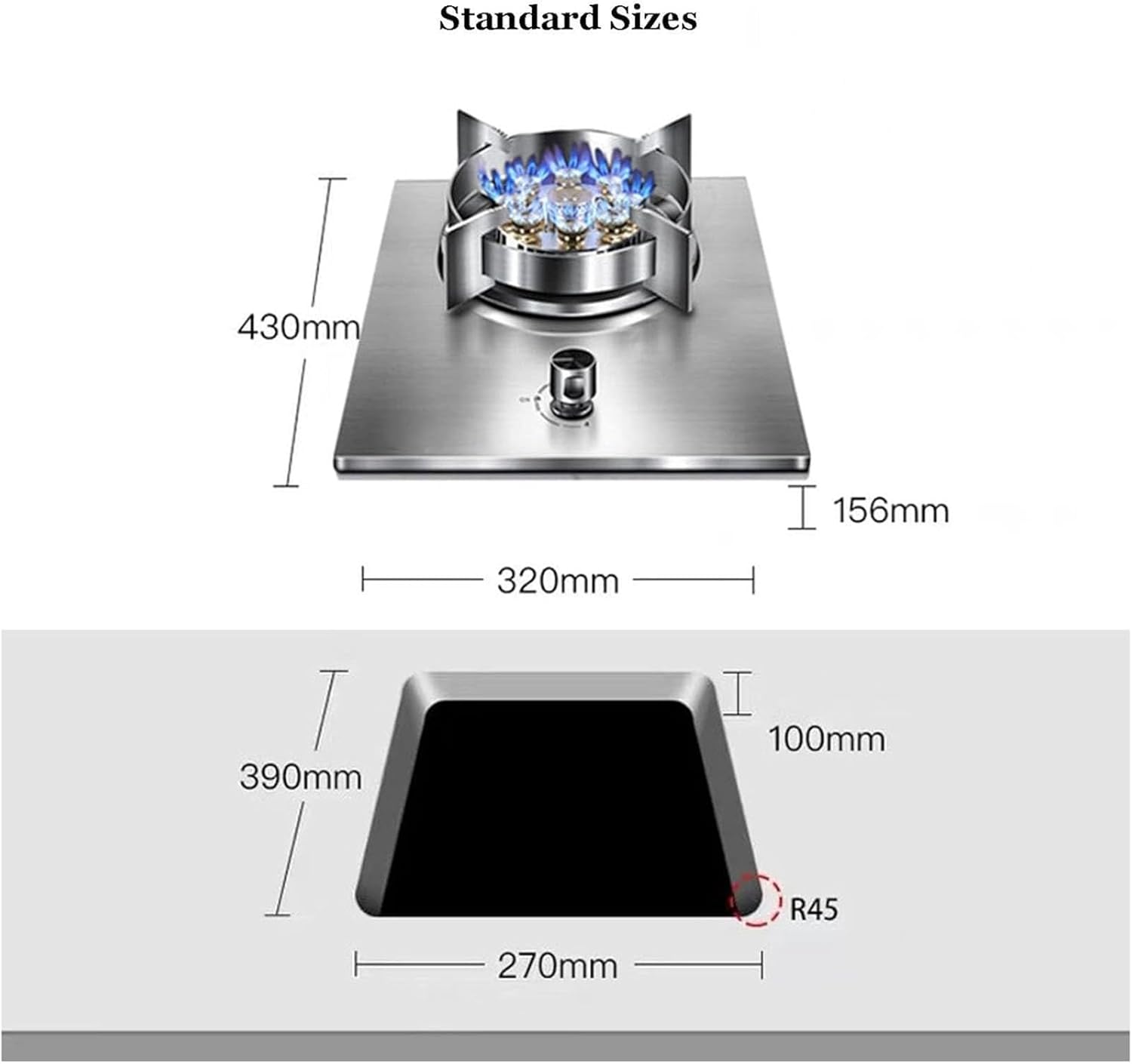 7.2KW Gas Stove 1 Burner - Stainless Steel Camping Cooker, with Timer Function, Tabletop and Flush-mounted Single Hob, Adjustable Flame Size(NG)(Lpg)