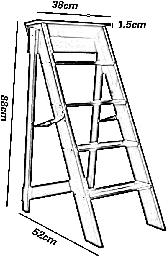 LUNEZY Folding Chair Stairs Multifunction Dual Use 3/5 Steps Solid Wood 3 Colors, 2 Sizes (Color : Dark Walnut, Size : 38 * 52 * 88CM)