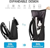BANGE 2888 Roll Top Hátizsák 15,6" Laptophoz - Vízálló, Lopásbiztos Táska Utazáshoz, Túrázáshoz, Iskolába és Munkába - Fekete 3