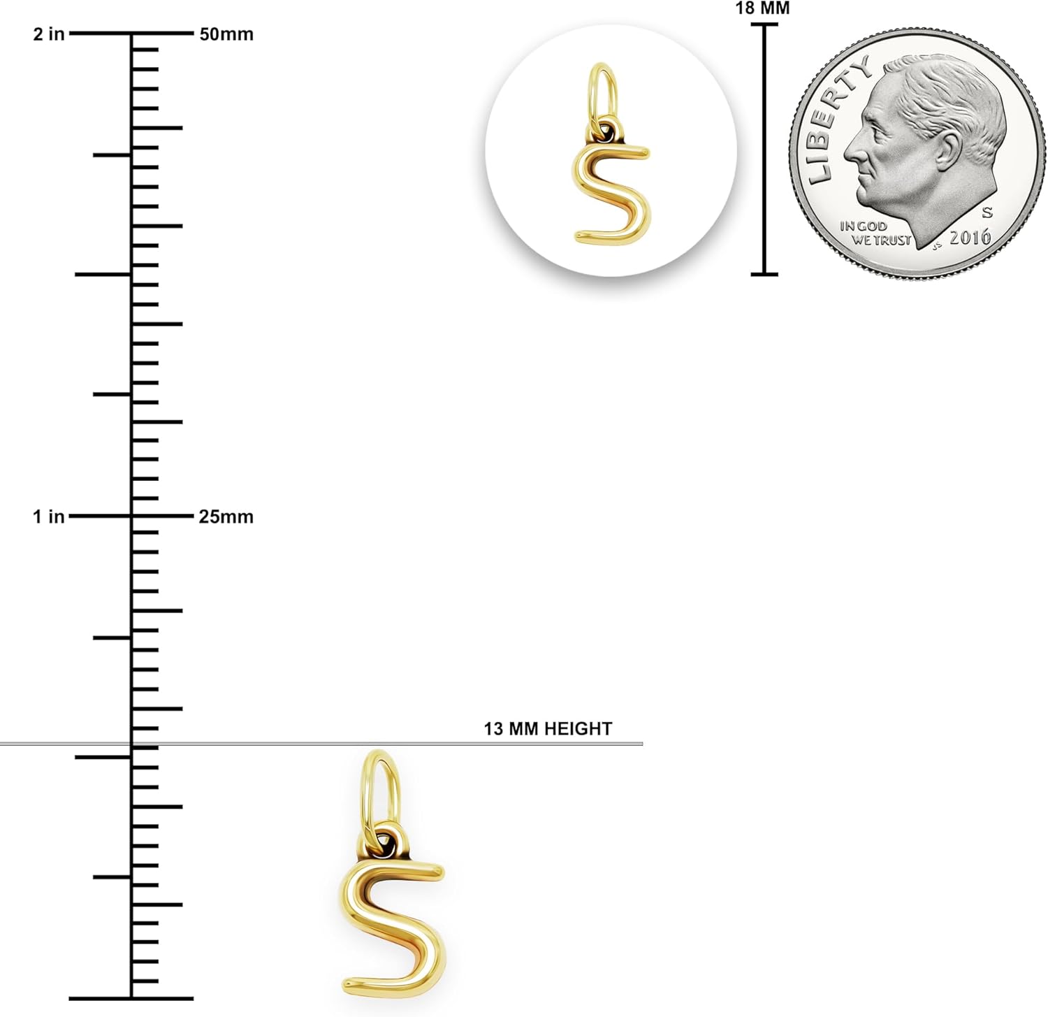 Gold Puffed Initial Letter Charm - 10 Karat Gold - 3D Bubble Letter Pendant - Initial Jewelry - Dainty Initial Pendant - Image 3