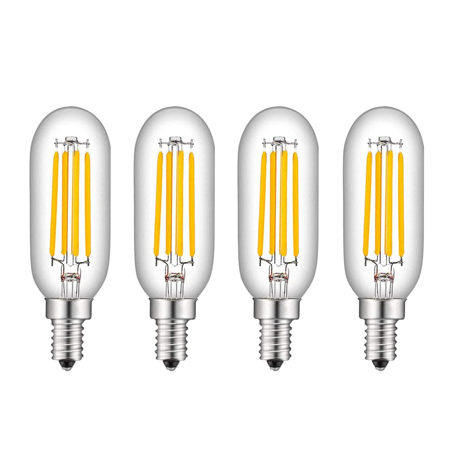 Bombilla LED filamento Edison 4 W, 400 lúmenes, candelabro Bas 00 K, luz blanca cálida, bombillas tubulares Edison T25 vintage, no regulables, paquete 4