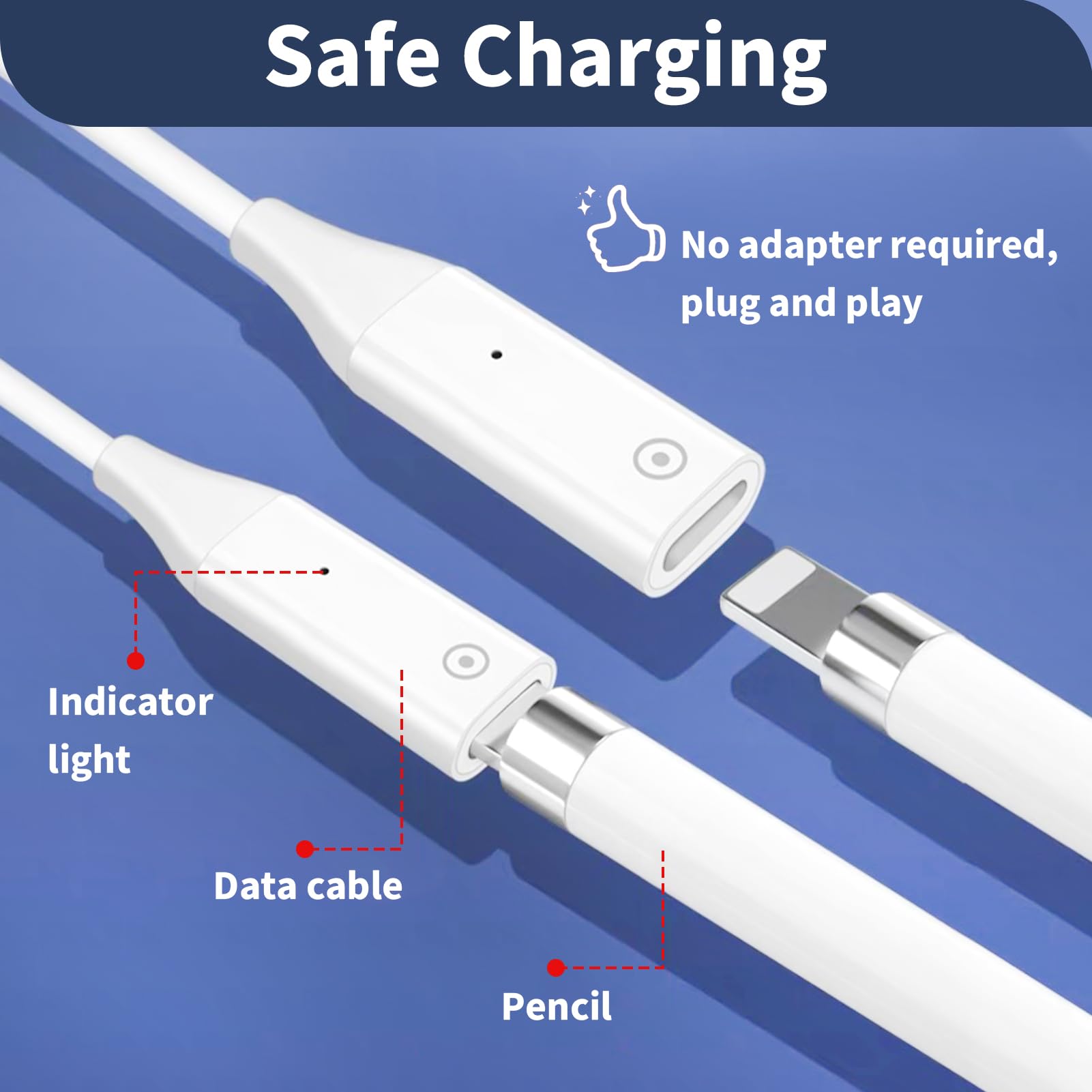 Adapter ładujący do Apple Pencil 1st Gen, adapter USB na iPencil, szybka ładowarka do Apple Pencil 1. generacji, wydajne i bezpieczne ładowanie, kompatybilny z Apple Pencil 1 generacja, kabel do