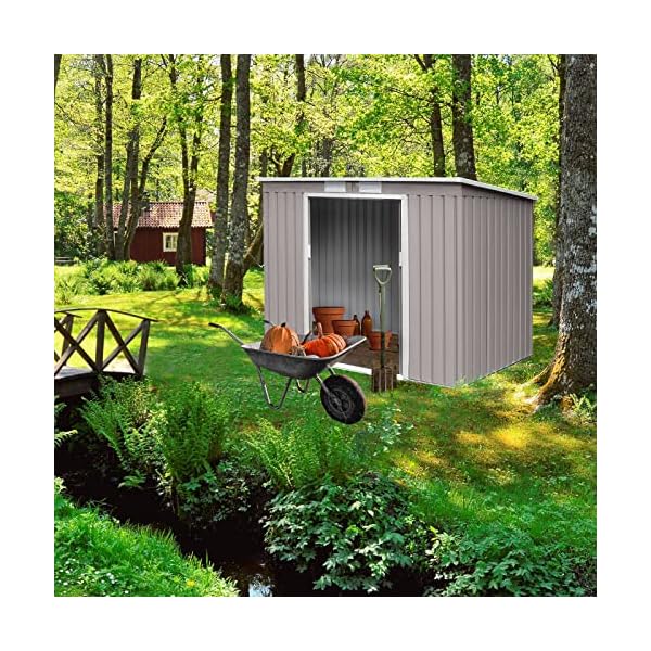 SVITA P100 Metall Gerätehaus 213×130×173cm Geräteschuppen Schuppen Gartenhaus Outdoor (Hellgrau) – Bild 8