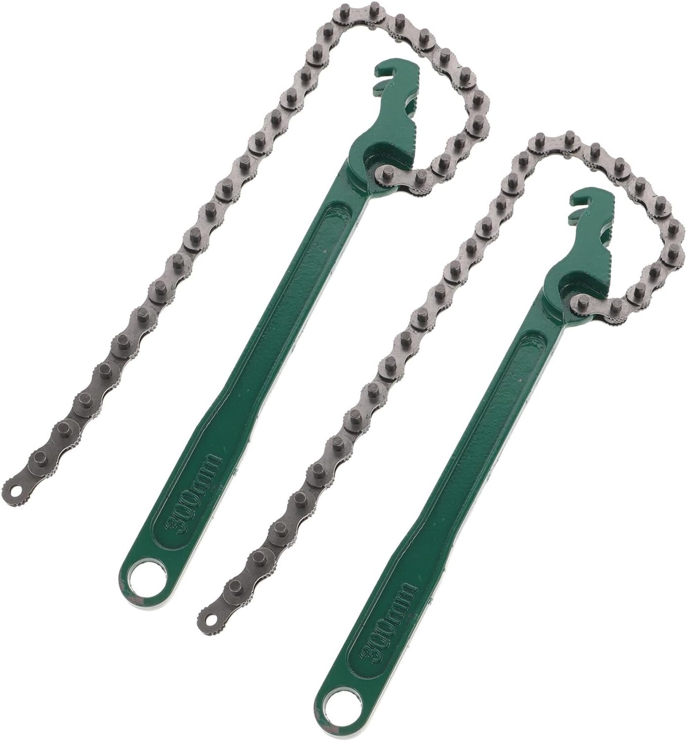 2pcs Heavy-duty Oil Filter Wrench and Chain Strap Wrench Set 12-inch Cast Handle Ratcheting Tool for Automotive Oil Filter